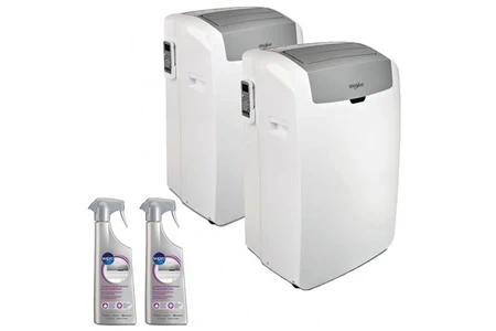 Climatiseur mobile Whirlpool Pack 2x climatiseur mobile monobloc 3 vitesses déshumidification pour surface 35m2