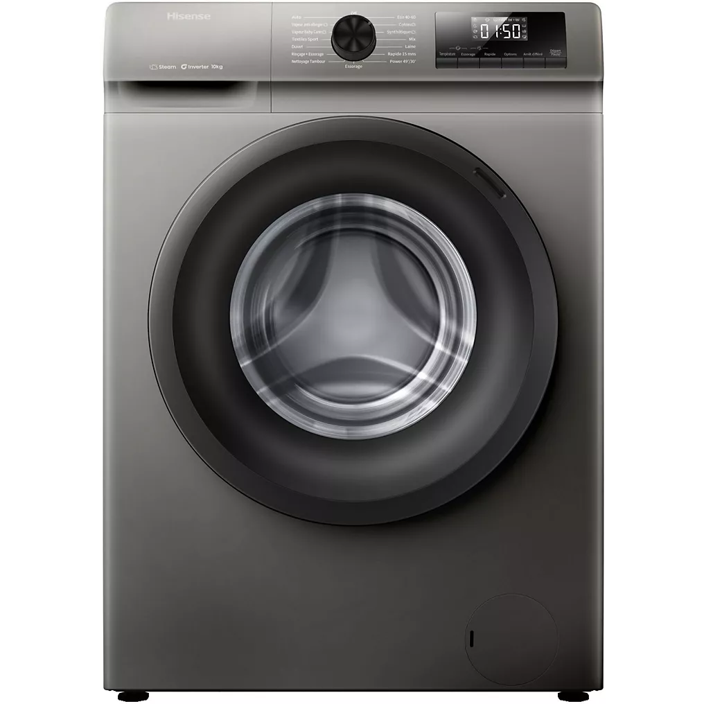 Installation Type de produit : Lave linge hublot Avantage : il peut être installé rapidement et simplement n'importe où. Pour une profondeur mini de 60 cm, vous pourrez y superposer un séche-linge Conseils : prévoir 2 à 3 cms supplémentaires derrière la machine pour le passage des tuyaux et câbles Sens d'ouverture du hublot : fixation à gauche Guides et tutoriels d'entretiens : découvrez nos conseils et éco-gestes pour entretenir votre lave-linge en cliquant ici Capacités Capacité de lavage : 10,0 kg Idéal pour : 4 personnes Volume du tambour : 60 L Vitesse d'essorage : 1.400 tr/mn Confort d'utilisation Niveau sonore en décibels max. en essorage : silencieux (74 db) Raccordement eau chaude ou eau froide : Raccordement eau froide traditionnel (une seule arrivée d'eau) Option départ différé ou fin différée : Fin différée 24 heures Avantage de la fin différée : permet de laver votre linge aux heures creuses et de ne pas laisser le linge humide dans la machine. Evite le tassement du linge et le repassage difficile. Distributeur automatique de lessive : non, pas de dosage automatique. Sonnerie : oui, en fin de cycle et désactivable Classe essorage : B Programmes et options Nombre de programmes : 15 Programmes : charge mixte, coton, couleurs, délicat, éco, intensif, Laine, sport, synthétique Durée du programme éco : 3,90 h Programme de lavage rapide : moins de 15 minutes Programme(s) vapeur : oui Lavage vapeur en profondeur : oui, idéal pour une hygiène parfaite et les personnes allergiques, élimine jusqu'à 99,9% des bactéries de votre linge grâce à la combinaison de la vapeur et du lavage à haute température. Anti-allergies : un cycle avec rinçage supplémentaire pour éviter tous types d'éventuelles allergies. Lavage à froid : oui, convient pour le linge peu sale Prélavage : oui, permet de laver des vêtements très sales Rinçage plus : oui, indiqué pour les peaux sensibles et allergiques, ou pour la peau fragile des bébés. Arrêt cuve pleine : oui, protège le linge délicat en le gardant dans la dernière eau de rinçage et limite le froissage Programme auto-nettoyant : nettoyage du tambour, permet d'éliminer la saleté et les bactéries pour assurer un lavage performant et optimiser l'entretien Connectivité Produit connectable : non Consommation et économie d'énergie Label énergie : A Basse consommation : jusqu'à 60% d'économie d'énergie par rapport à la classe F Source ADEME Nous avons calculé pour vous : les consommations des appareils ménagers (lave linge, lave-linge séchant, lave-vaisselle, sèche linge) sont calculées avec le programme éco 40 60° Le saviez-vous : Boulanger se base sur une moyenne du coût unitaire de 0.2016 €/ KWh pour l'électricité au tarif bleu EDF d'un contrat de 6kVa et du prix de l'eau de 0.0044 €/ litre de Véolia ( tarifs en vigueur ) Consommation d'électricité pour 100 cycles (programme éco) : 46,0 kW Coût annuel d'électricité (basé sur 100 cycles) : 9 euros par an Consommation en eau (programme éco) : 46,0 litres / cycle Coût annuel d'eau (basé sur 100 cycles) : 20 euros par an Coût annuel d'utilisation (basé sur 100 cycles) : 29 euros par an Réduisez la quantité de fibres plastiques qui pénètrent dans vos eaux usées lors du lavage : grâce à notre filtre microplastiques Conception Type de moteur : induction (avec courroie) faible consommation, silencieux Matière du tambour : inox Matière de la cuve : polypropylène Nos services de livraison Livraison et reprise de votre ancien appareil offerts à partir de 399€ : en savoir plus Boulanger INFINITY Réparez en illimité* vos appareils achetés chez Boulanger ou ailleurs (*conditions détaillées dans la notice d'information de la garantie Boulanger INFINITY) : en savoir plus Informations complémentaires Indice de durabilité : 8,2 Fabriqué en : Chine Disponibilité des pièces détachées (données fournisseur) : Pendant 14 ans, à compter de la date fin de fabrication Installation, livraison et reprise de l'ancien appareil : en savoir plus Détail sur l'indice de durabilité : en savoir plus Dimensions L x H x P : 59.5 x 84.5 x 59 cm Profondeur produit hors hublot : 59,0 cm Conseil : prévoir 2 à 3 centimètres supplémentaires derrière la machine pour le passage des tuyaux et câbles. Poids net : 63,0 kg